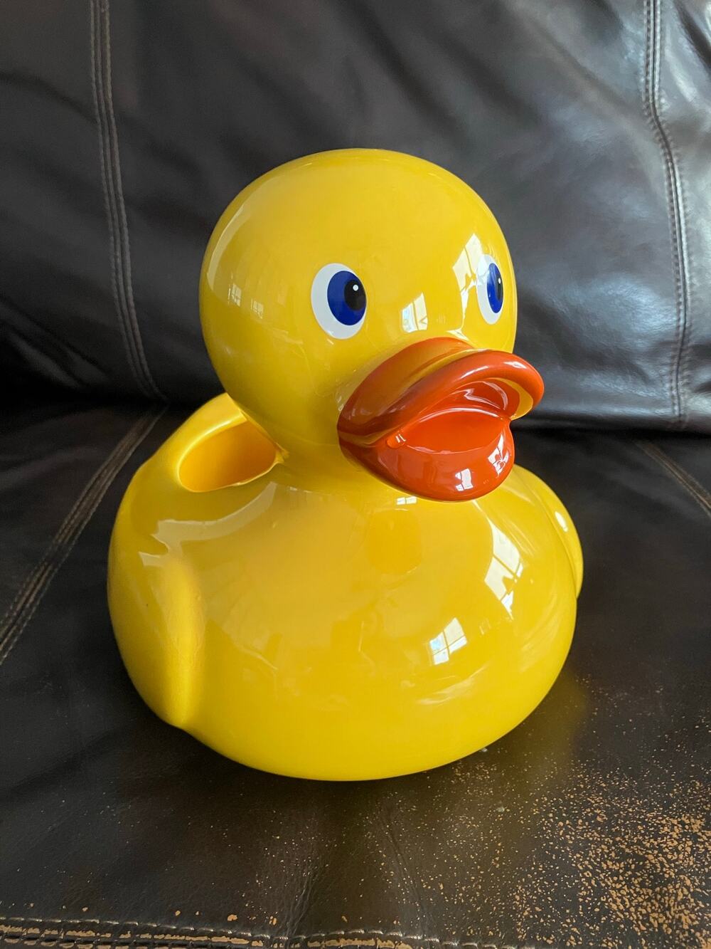 Teleflora Yellow Duck Ceramic Planter Vase Baby Nursery Easter Decor 8.5"